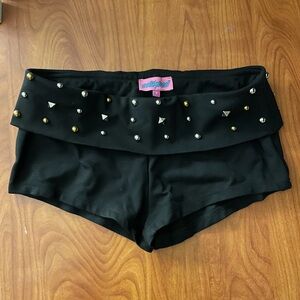 edikted black studded mini shorts